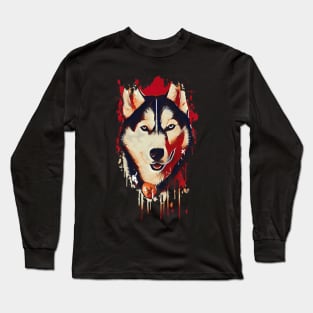 Husky Dog Tie Dye art design Long Sleeve T-Shirt